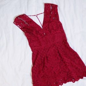 Free People Red Lace Dress